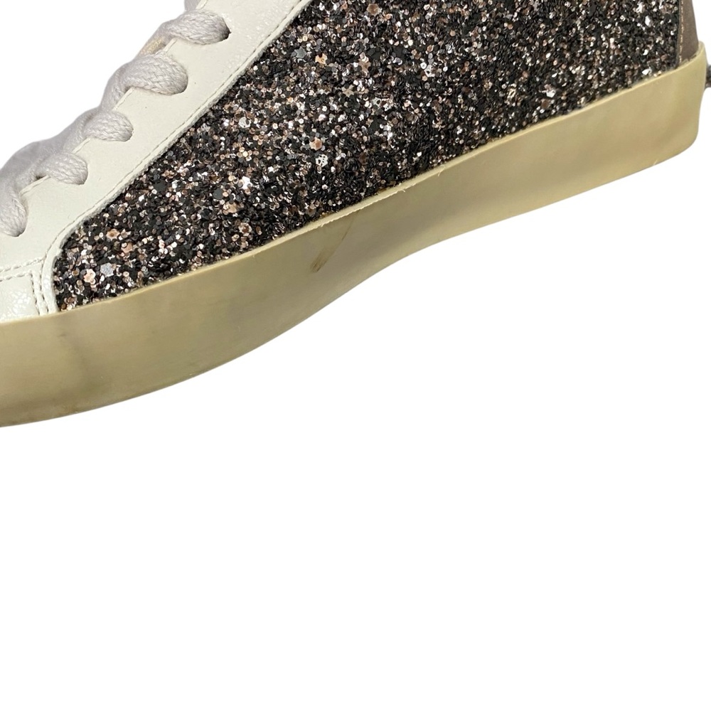 SHU SHOP PAMELA Gold Black Glitter Casual Star Sneakers Womens 8 - Picture 6 of 11
